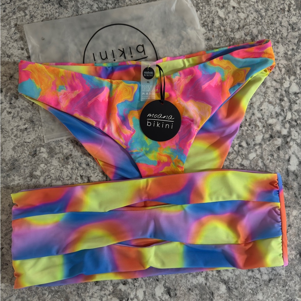 moana bikini Rainbow Neon Multicolor Bikini Set